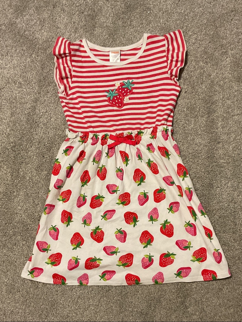 Girls' Strawberry Print Pink & White Dress